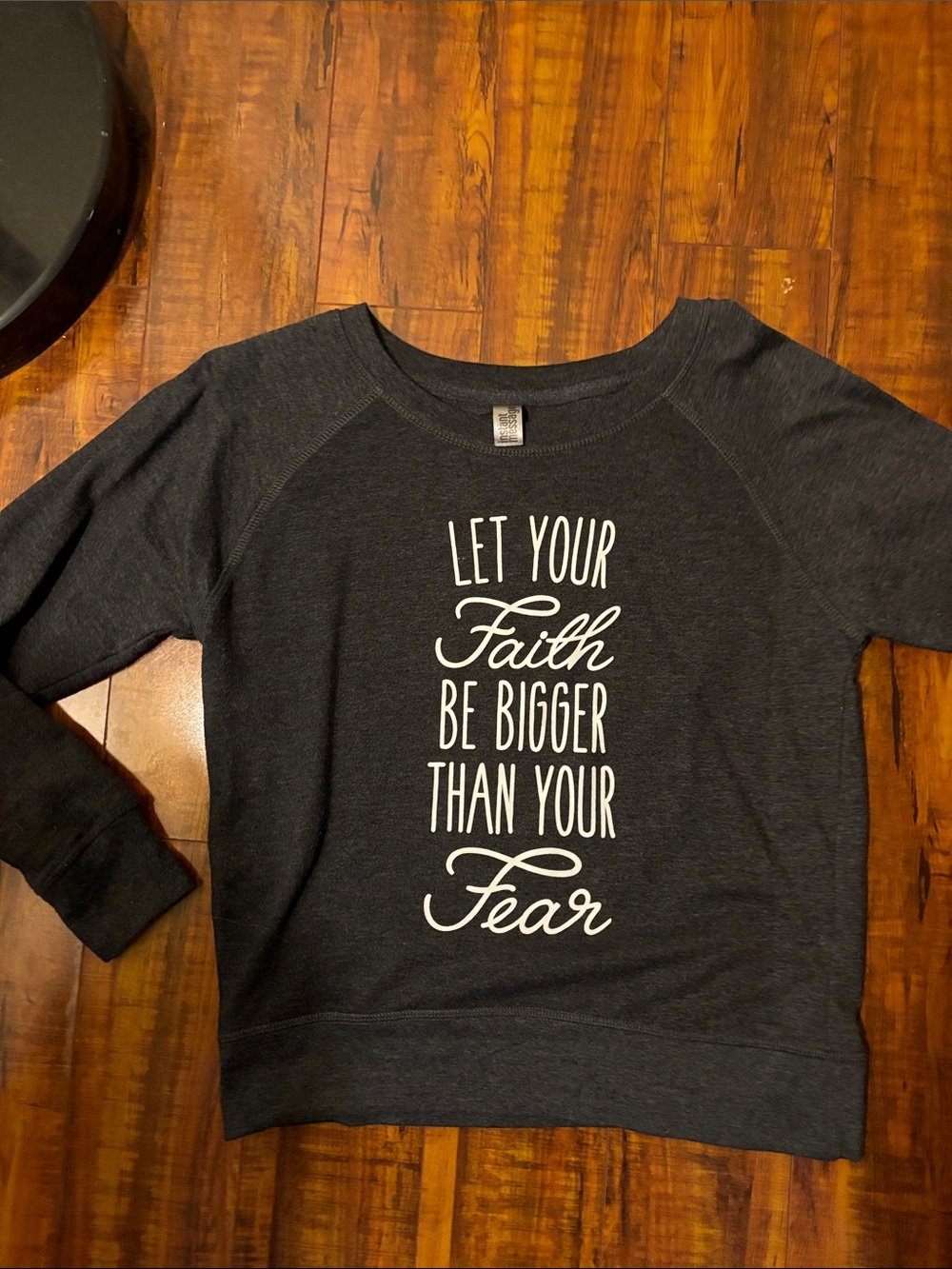 Women's Charcoal Graphic Sweatshirt - Inspirational Faith Quote